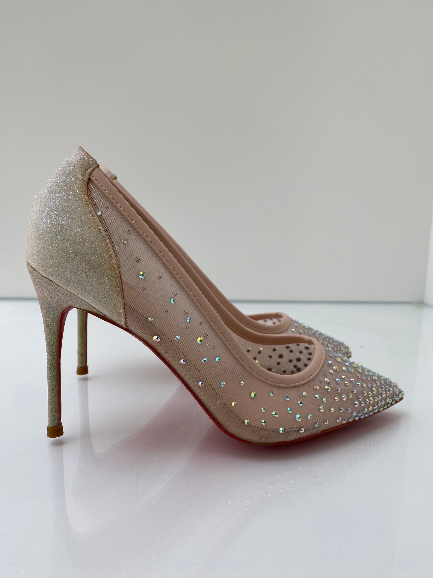 Christian Louboutin Mesh Crystal Heels 40