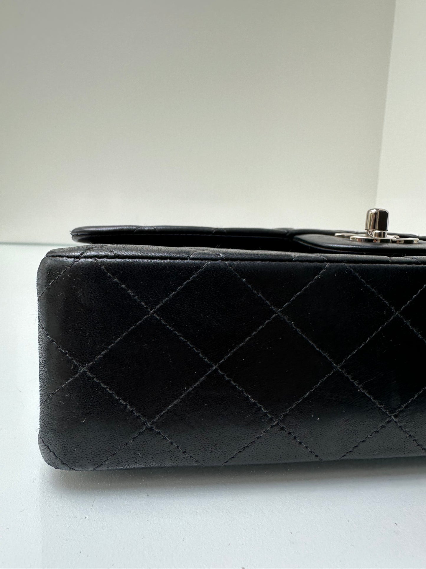 Chanel Medium Black Lambskin Double Flap SHW