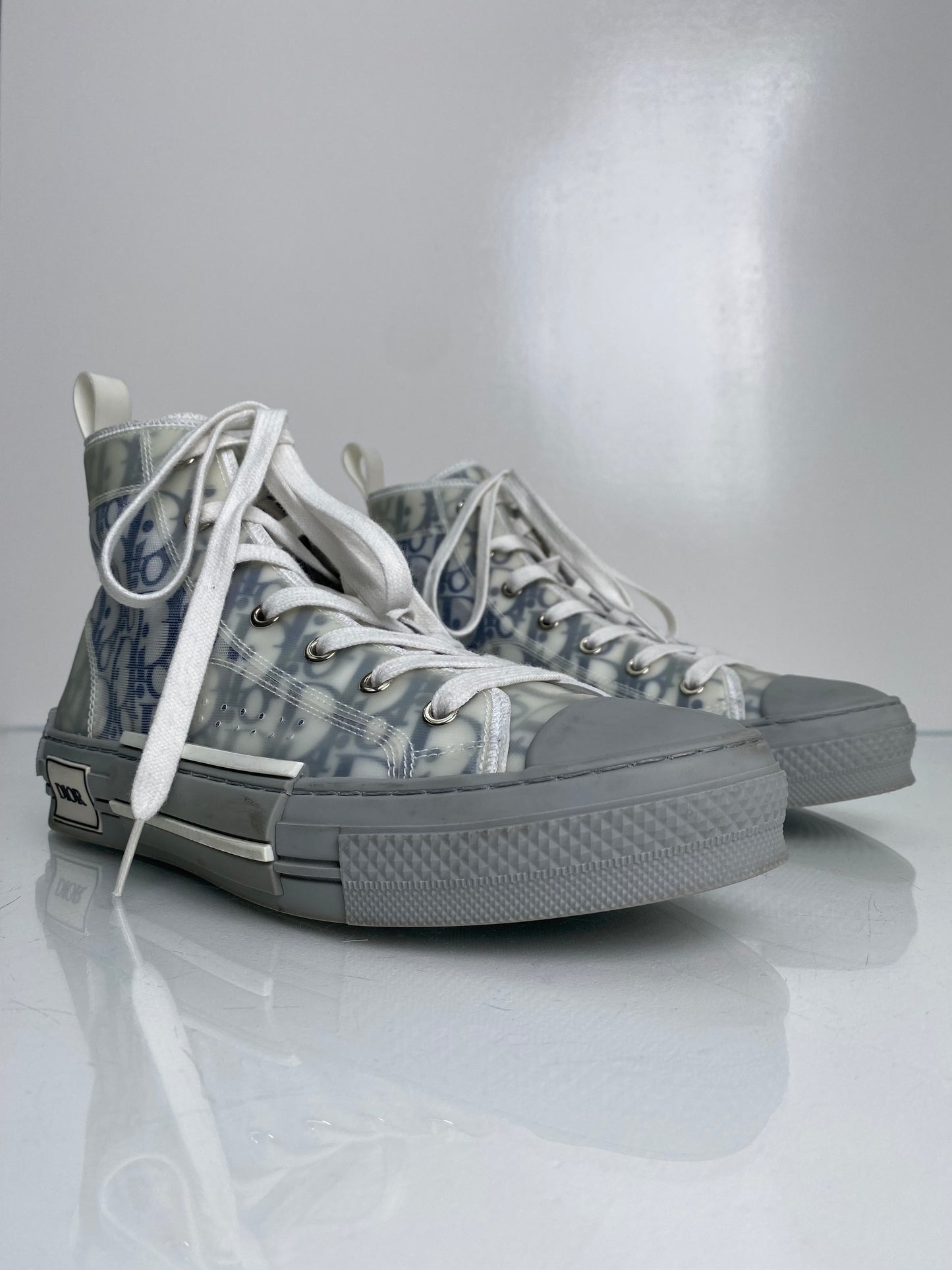 Dior Grey & White Oblique High Top Sneakers, 40