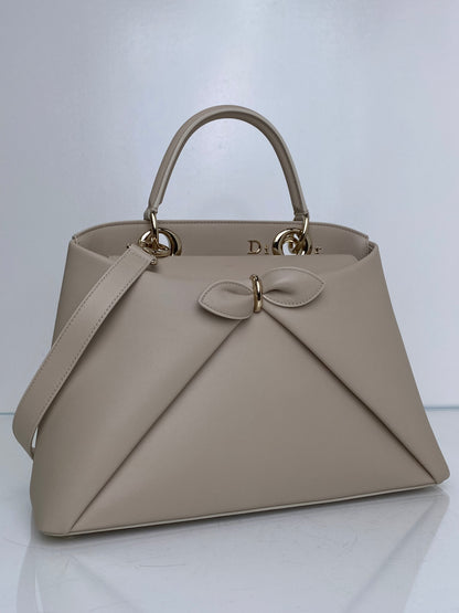 Dior Beige Leather Top Handle Cigale Bag GHW