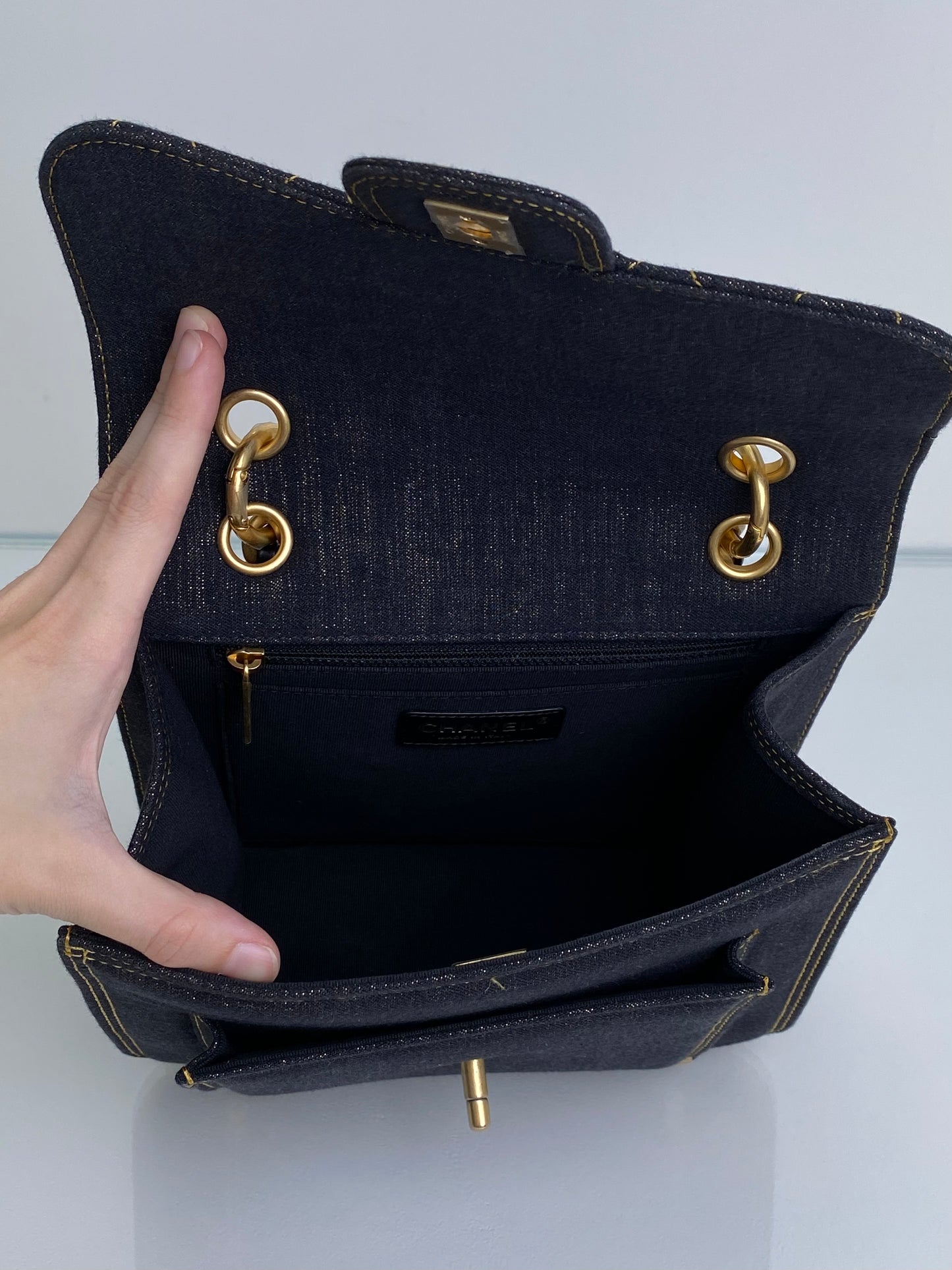 Chanel Denim Double You Mini Flap Bag GHW