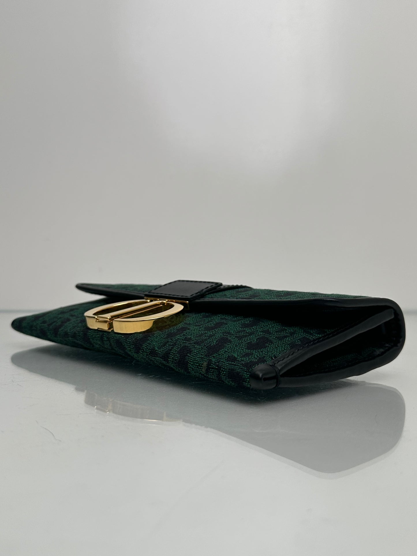 Dior 30 Montaigne Green Jacquard Logo Convertible Clutch with Chain GHW