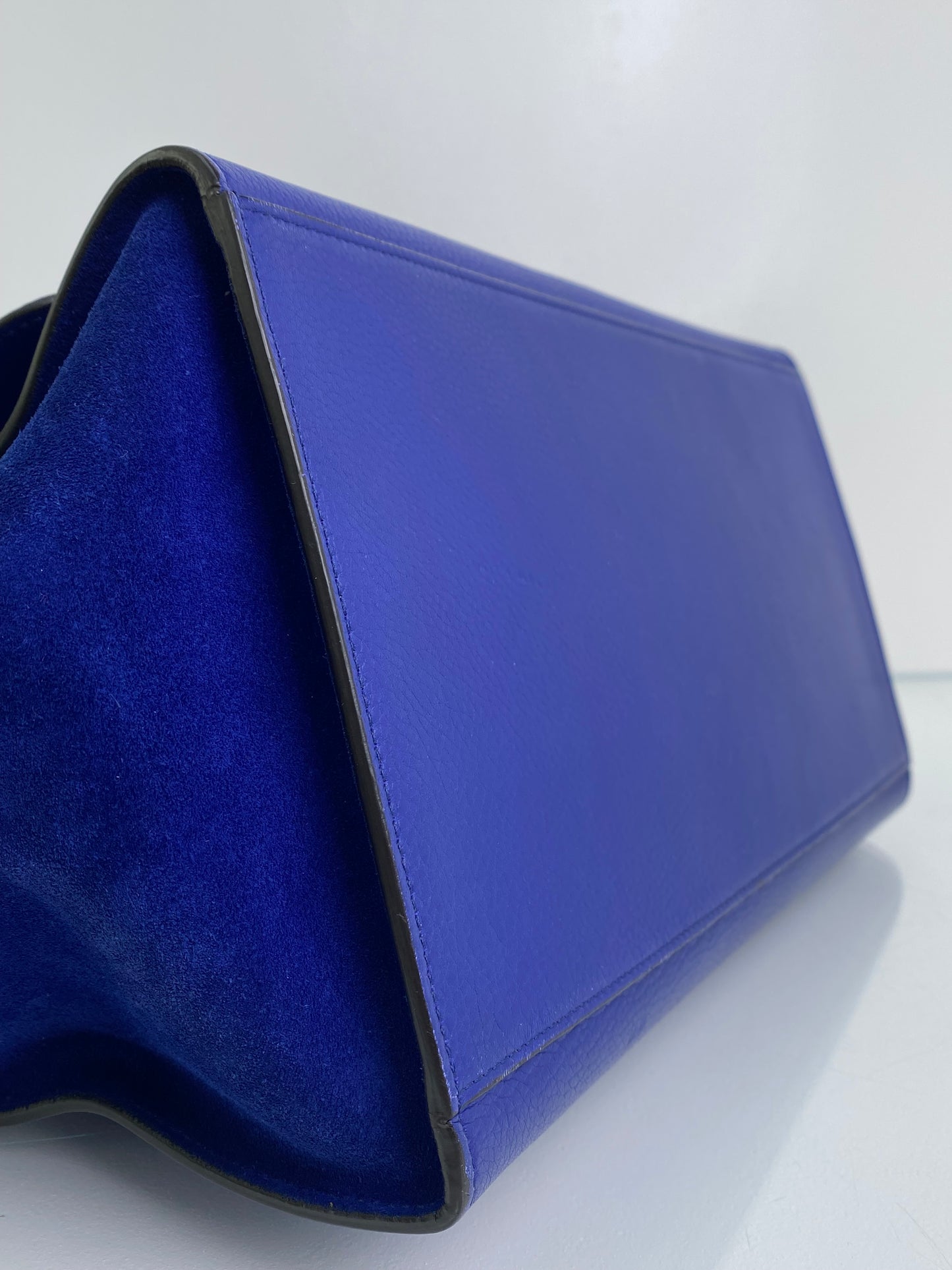 Celine Royal Blue Calfkin Leather Medium Trapeze Bag GHW