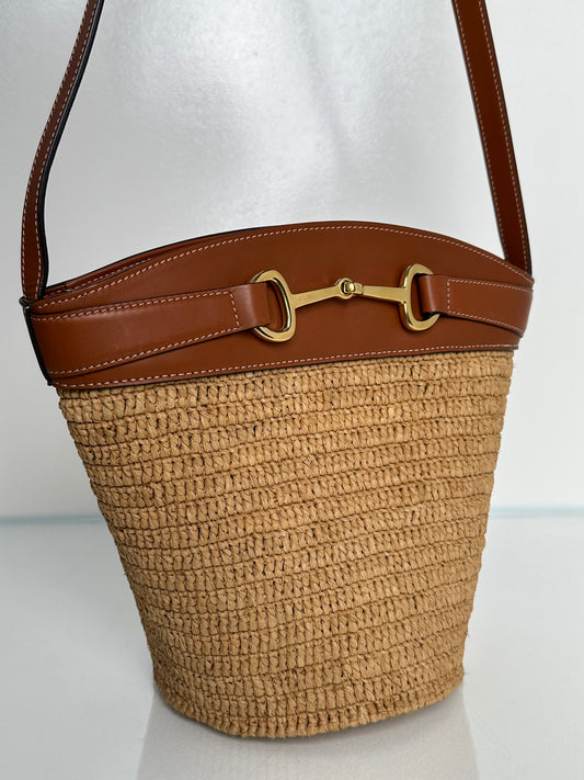 Celine Crecy Raffia Bucket Bag