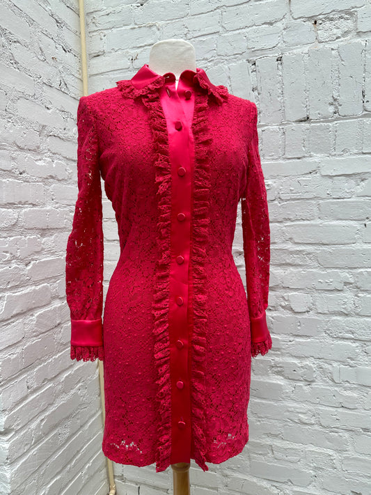 Gucci Pink Lace Long Sleeve Dress, 40