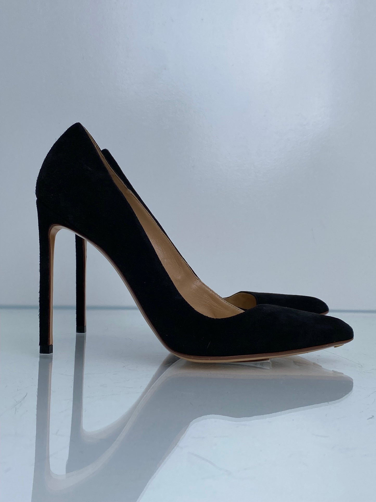 Francesco Russo Black Pointed Toe Heels, 37.5