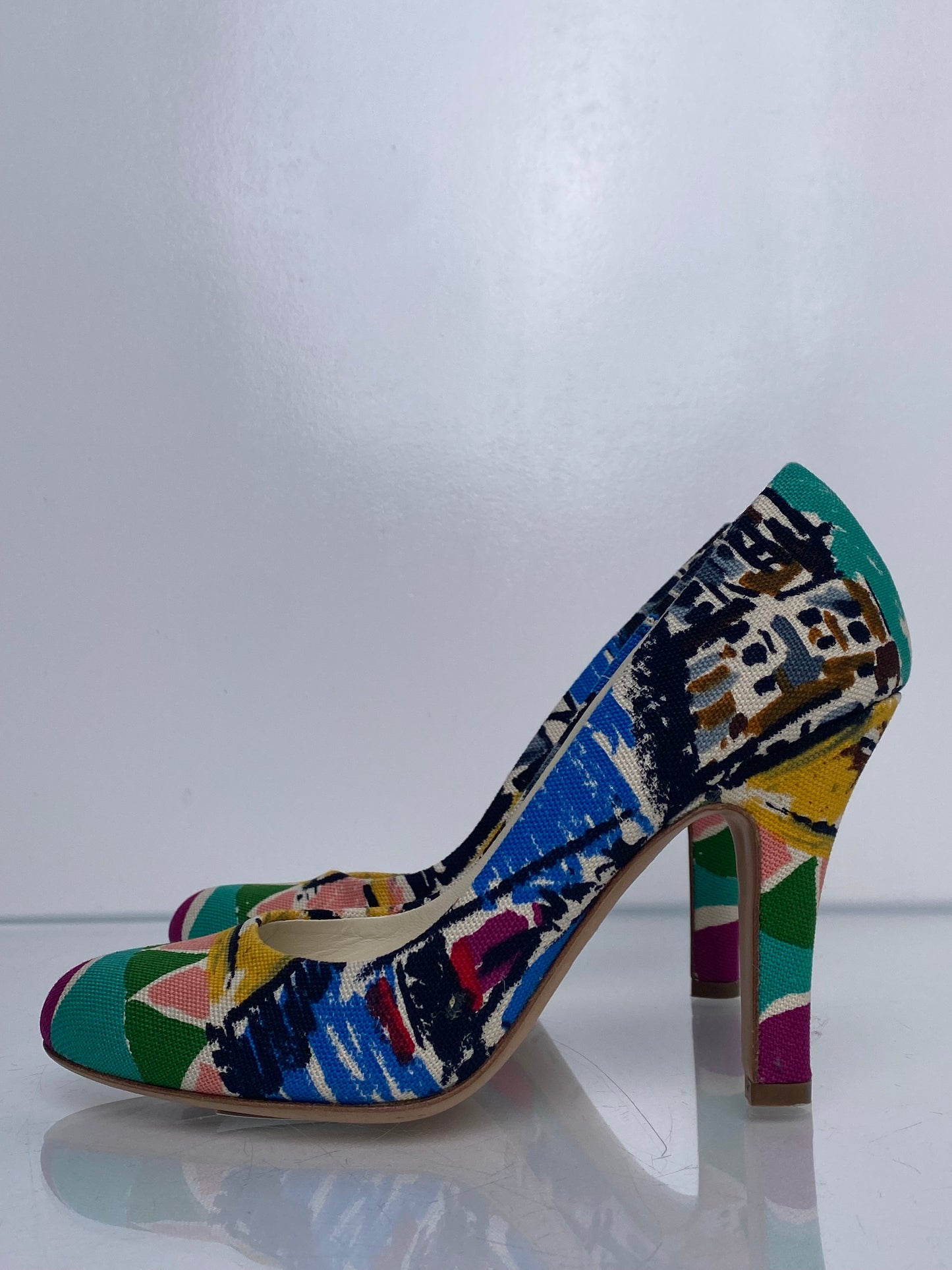 Prada Multicolor Canvas Heels, 36