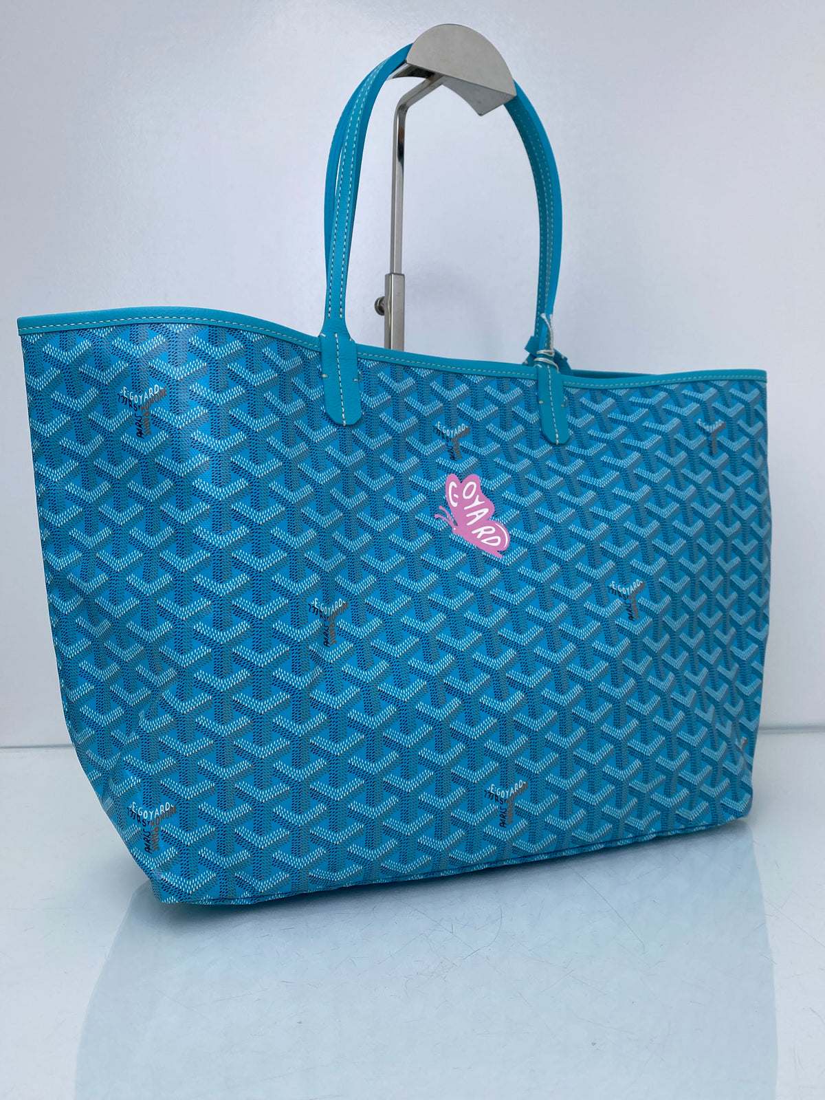 Goyard Turquoise / Pink Butterfly St. Louis PM Tote Bag