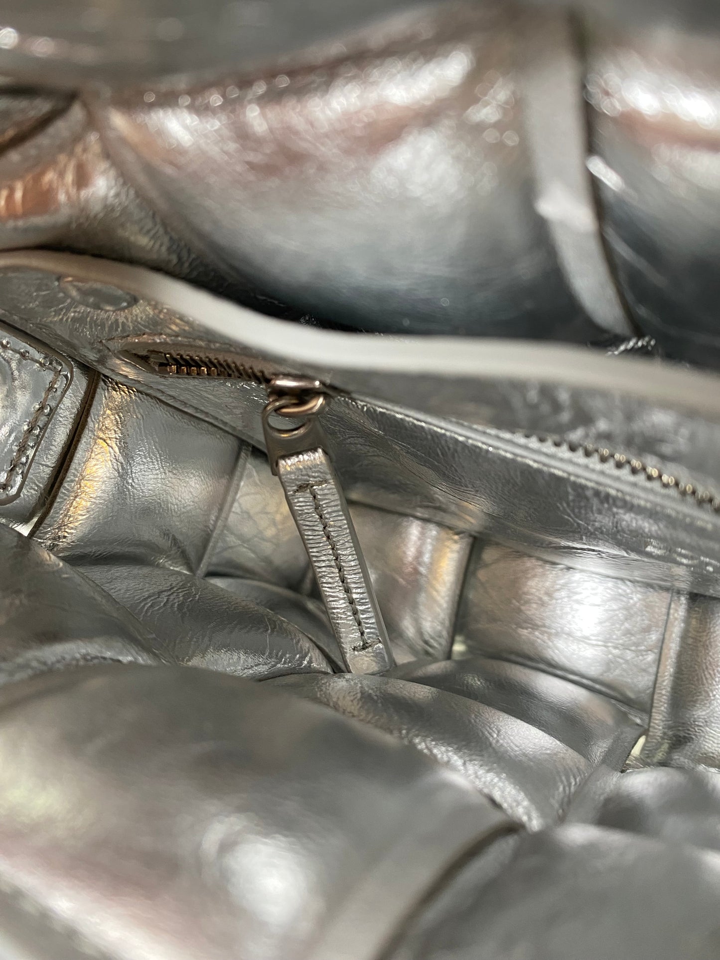 Bottega Veneta Silver Mirror Padded Cassette Bag SHW