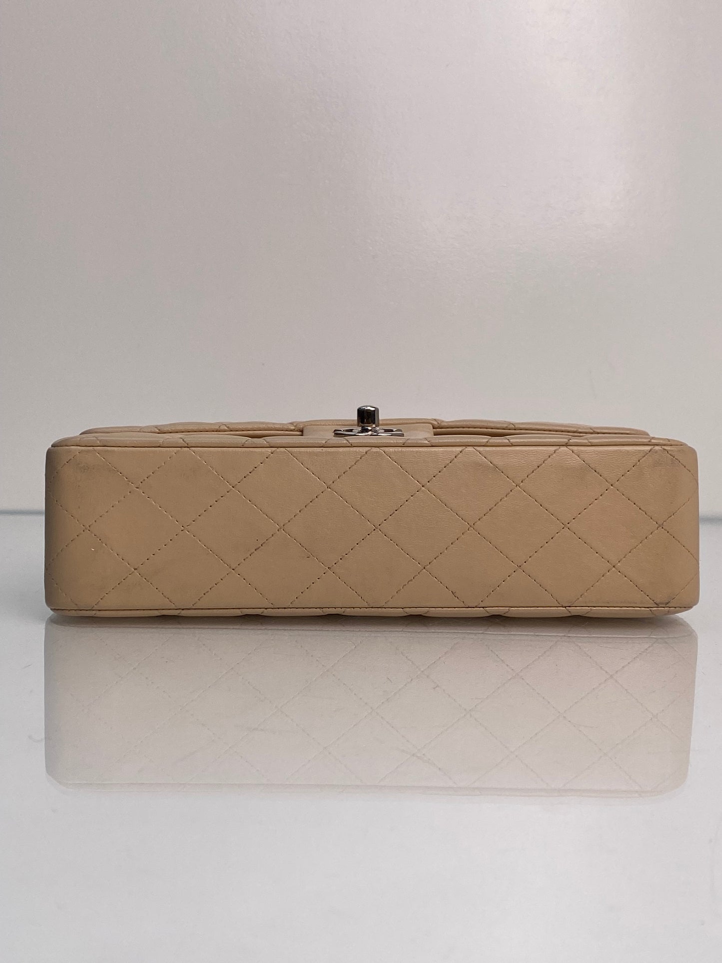 Chanel Medium Double Flap Beige Lambskin SHW