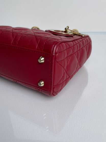 Dior Burgundy Mini Lady Dior Bag GHW