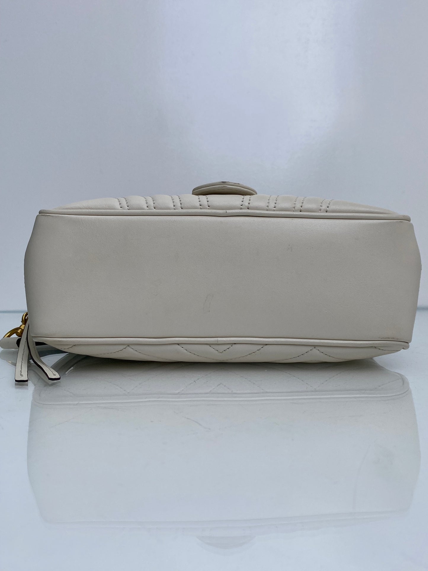 Gucci White & Web Stripe Strap Marmont Top Handle Bag GHW