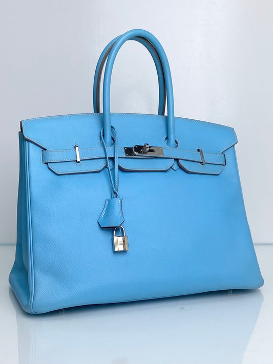Hermes Birkin 35 Bleu Celeste / Mykonos Candy Epsom PHW #B