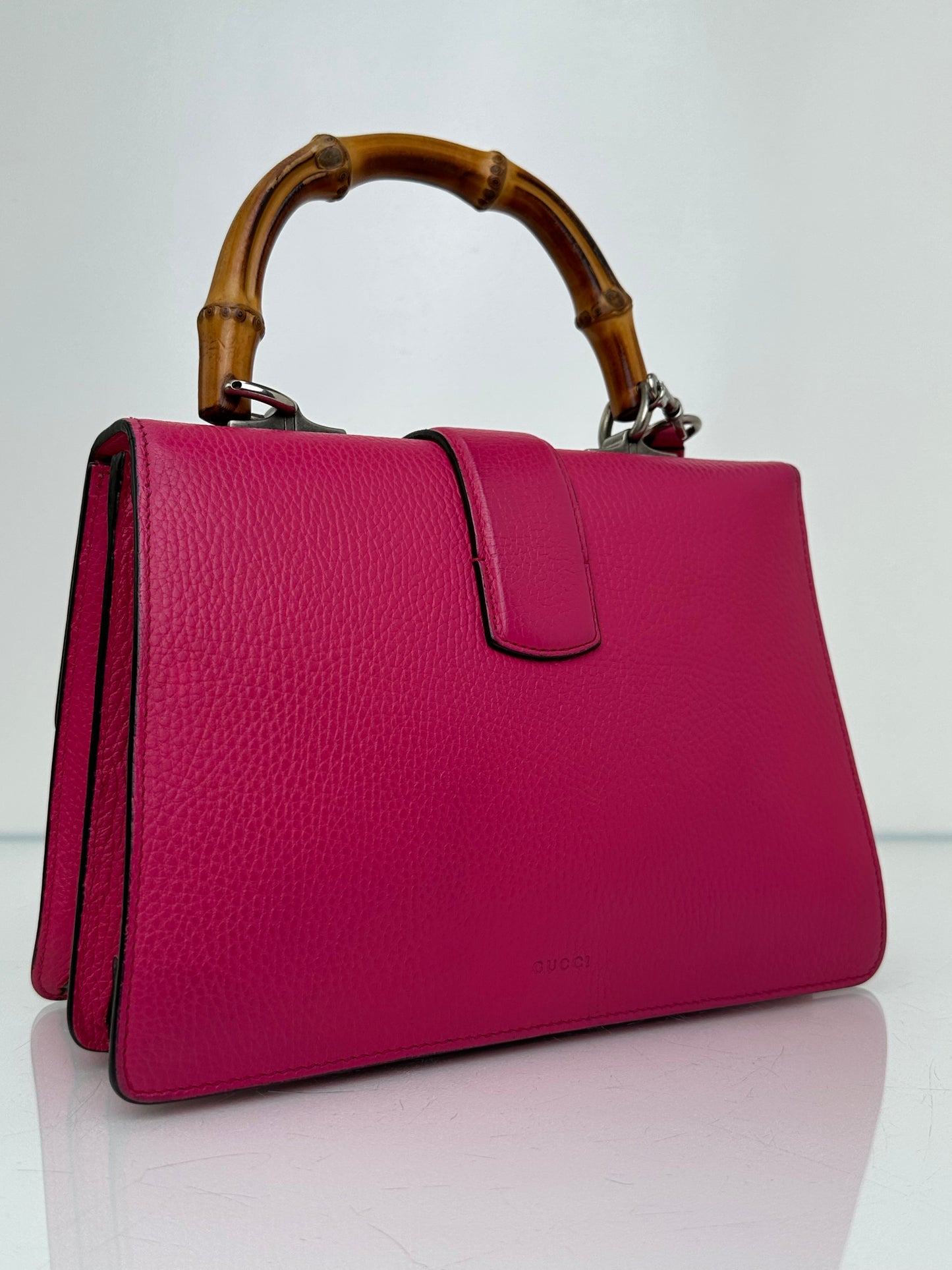 Gucci Hot Pink Leather Bamboo Tophandle Dionysus Bag SHW