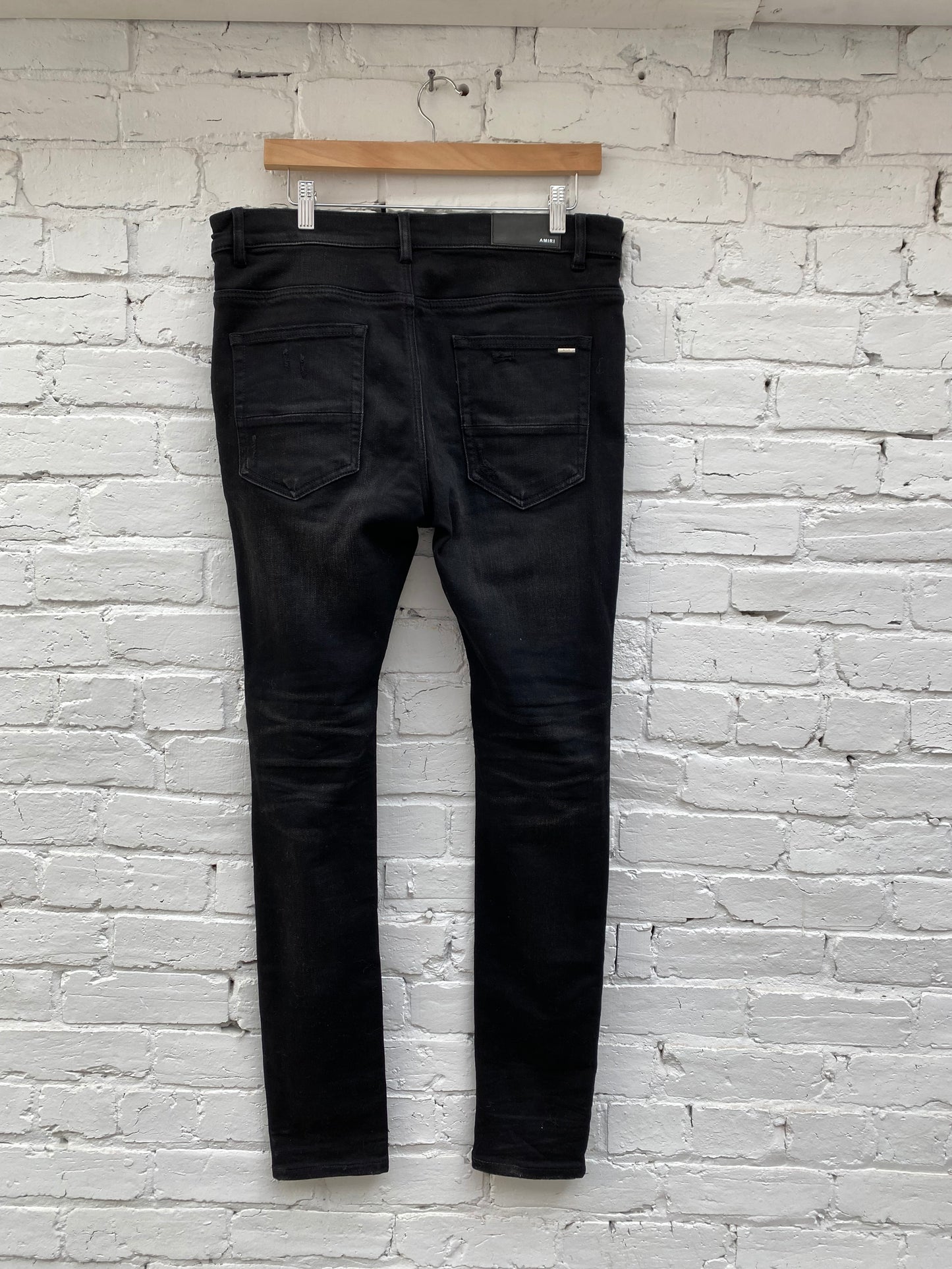 Amiri Black Ripped Skinny Jeans, 34