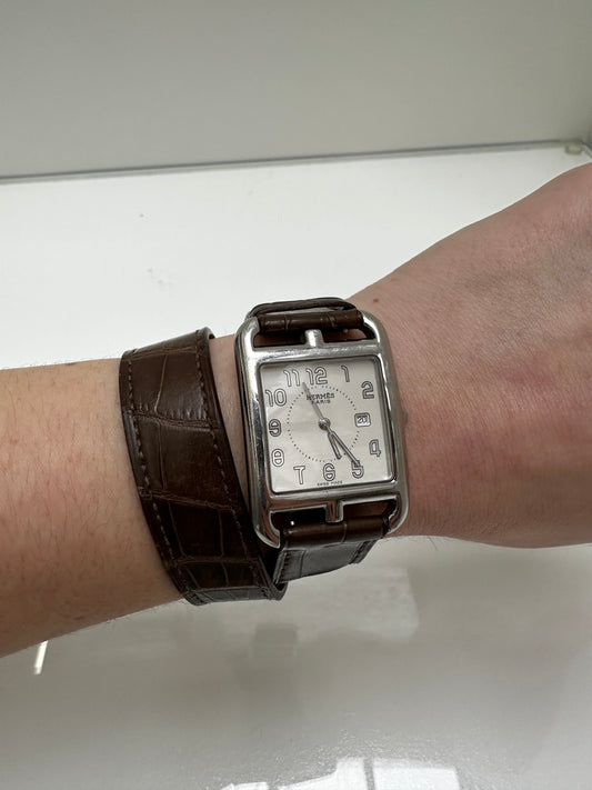 Hermes Brown Alligator Wrap Watch