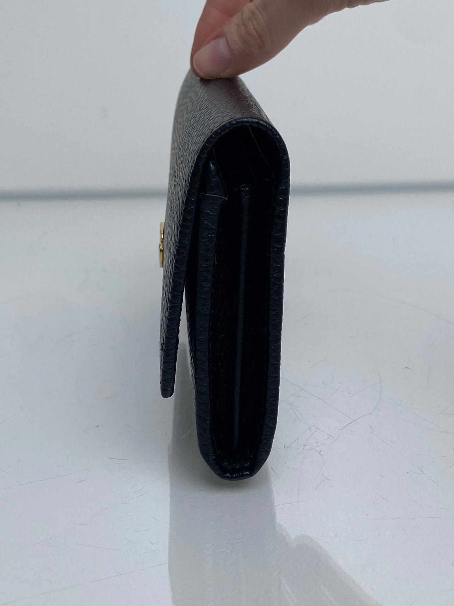 Gucci Black GG Marmont Continental Wallet GHW