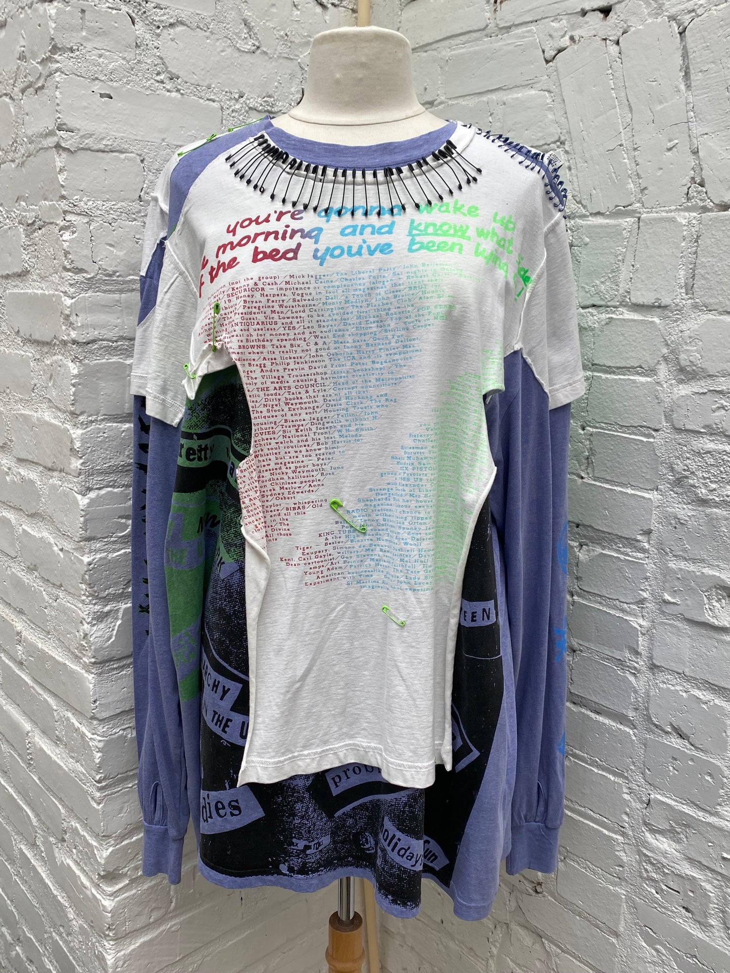 99% Is Seditionaries Purple, White, & Multicolor Saftey Pin Long Sleeve Top, OS