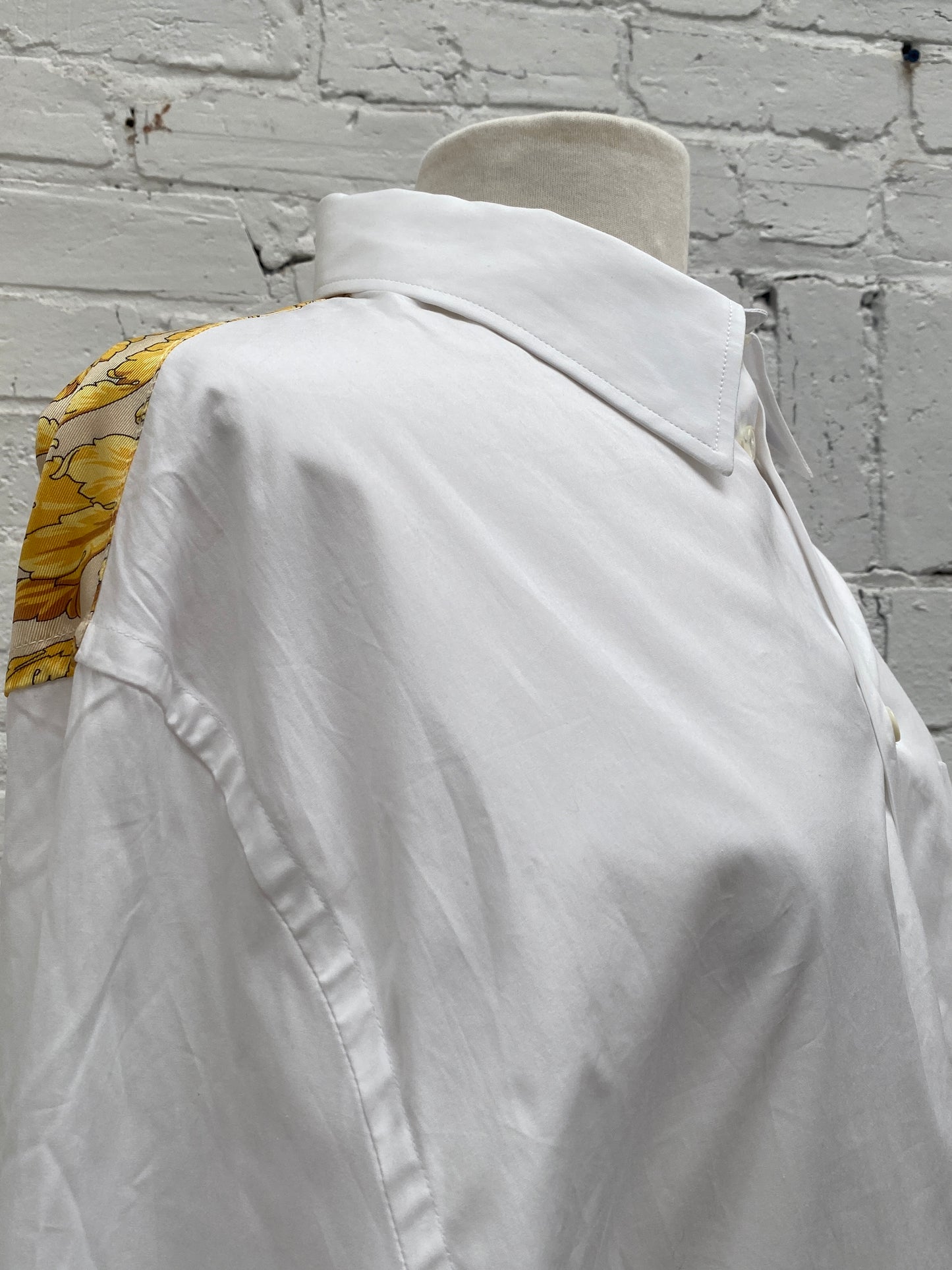 Versace White Shoulder Detail Button Down, 56