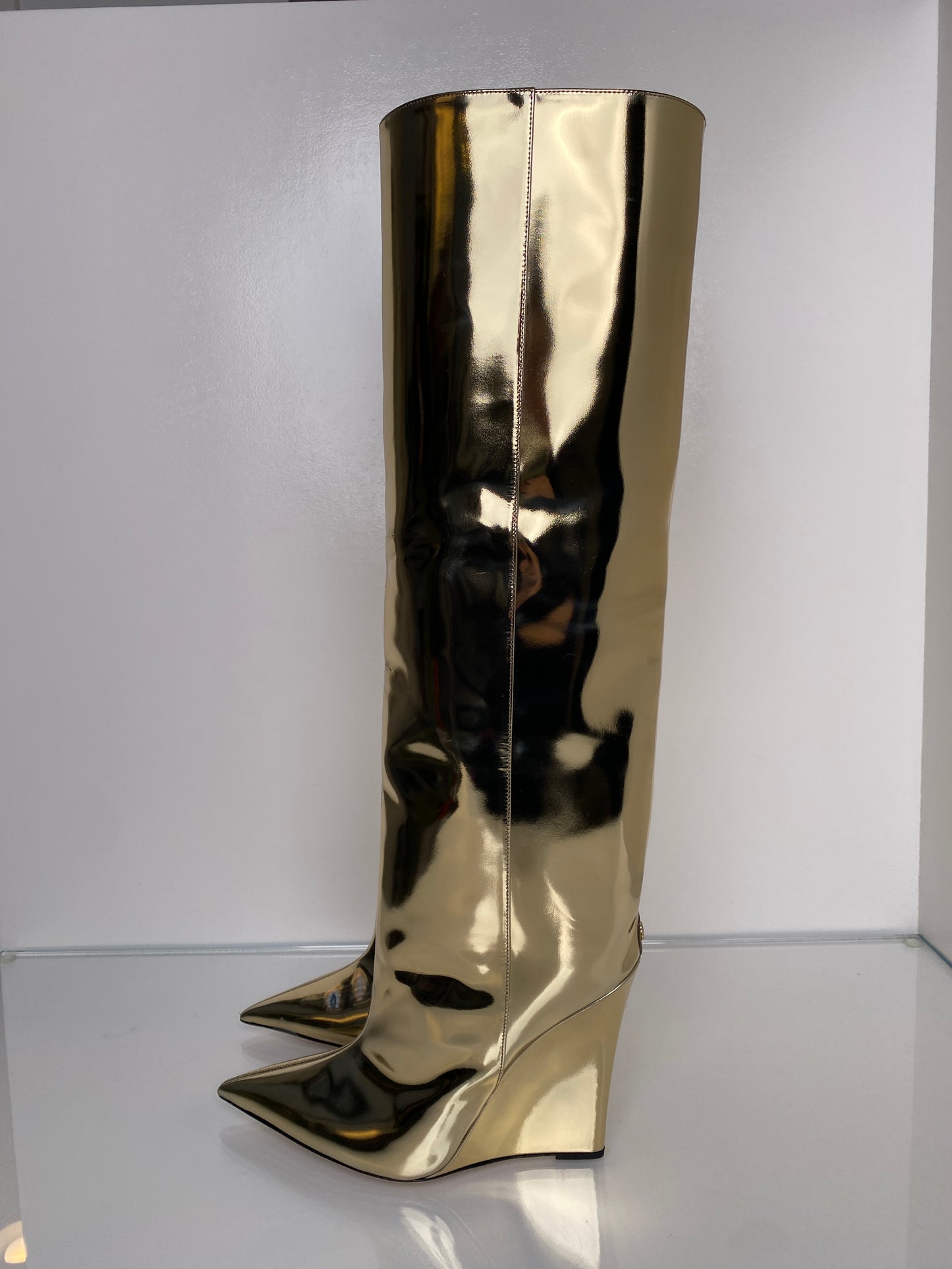 Jimmy Choo Gold Tall Boots, 38