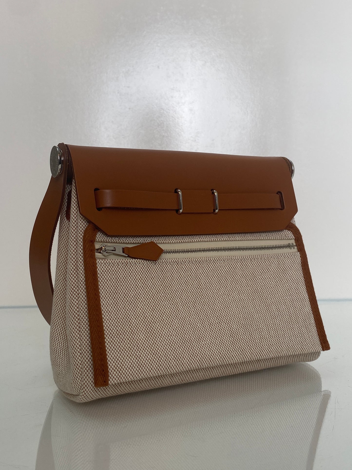 Hermes Herbag Zip 20 Écru, Beige, & Fauve SHW