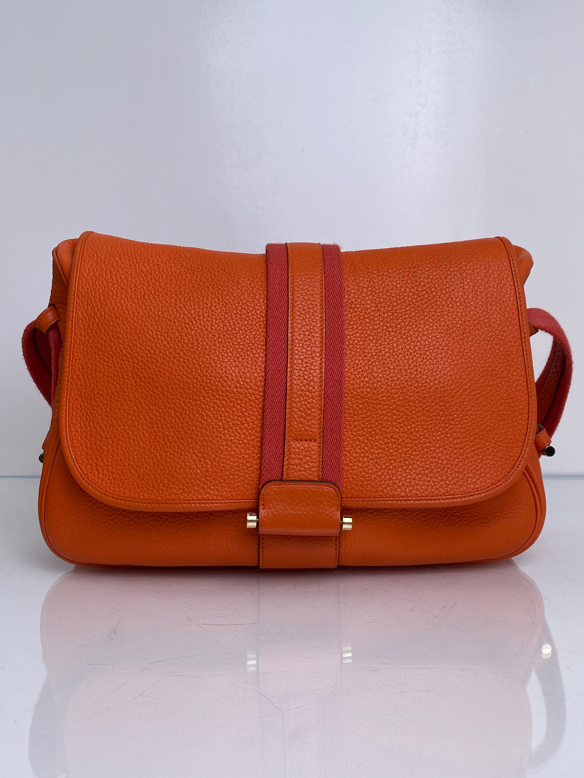Hermes Orange Clemence Bourlingue Bag GHW