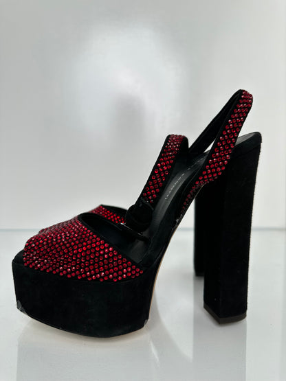 Giuseppe Zanotti Red Jeweled Heels, 37