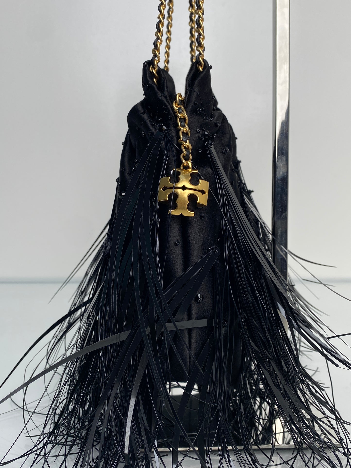 Tory Burch Fleming Feather Mini Hobo Bag