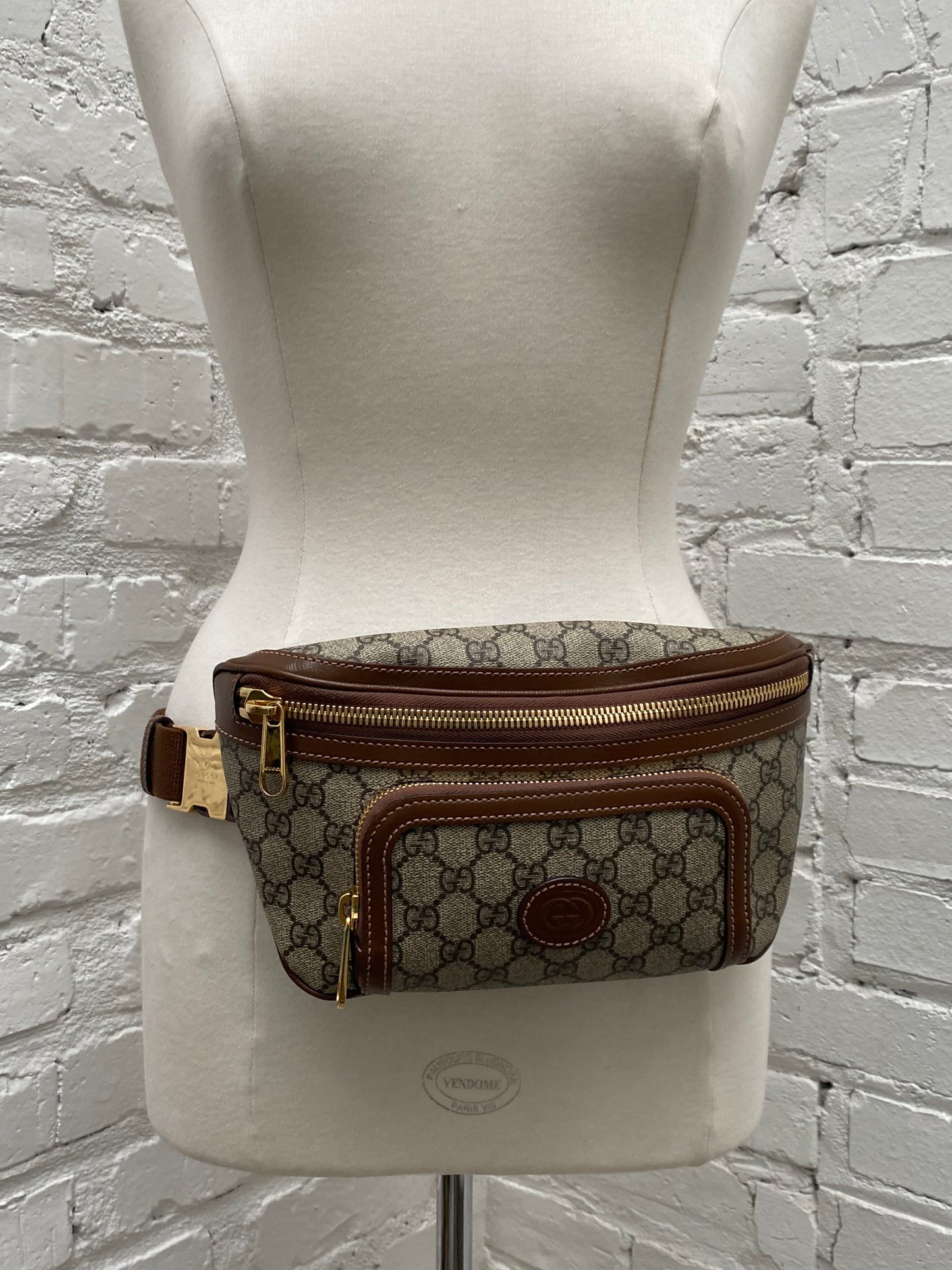 Gucci Monogram & Brown Bum Bag GHW