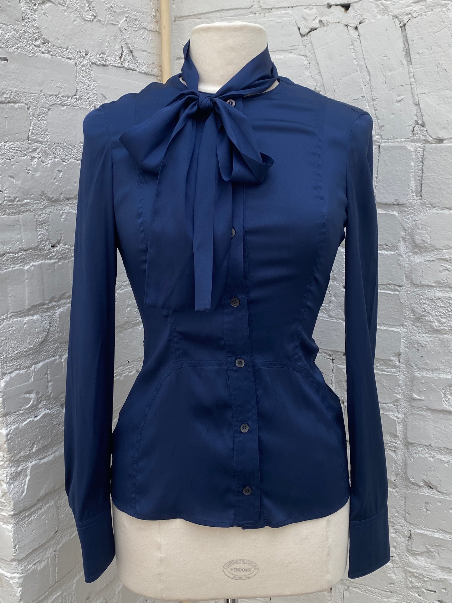 Gucci Navy Silk Blouse, 40