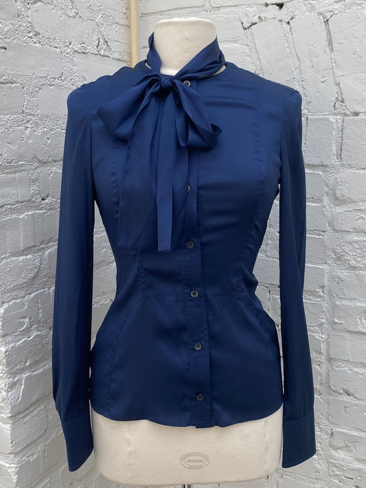 Gucci Navy Silk Blouse, 40