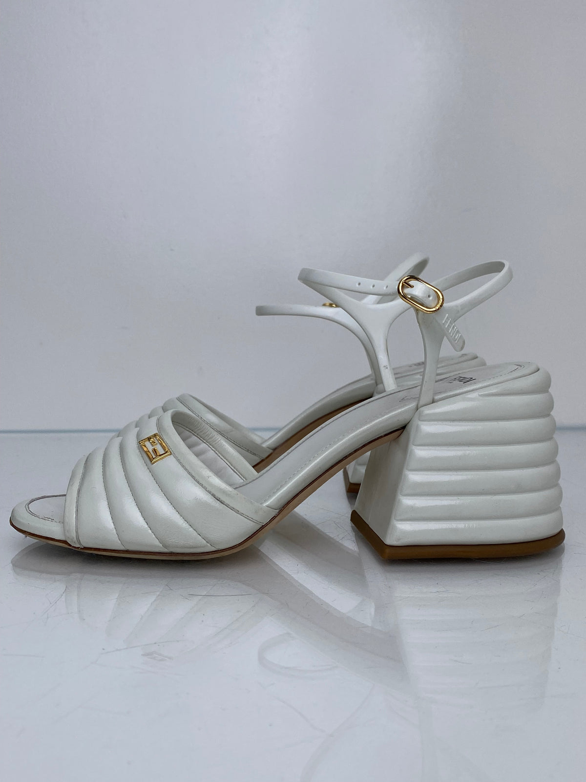 Fendi FF White Platform Heels, 39