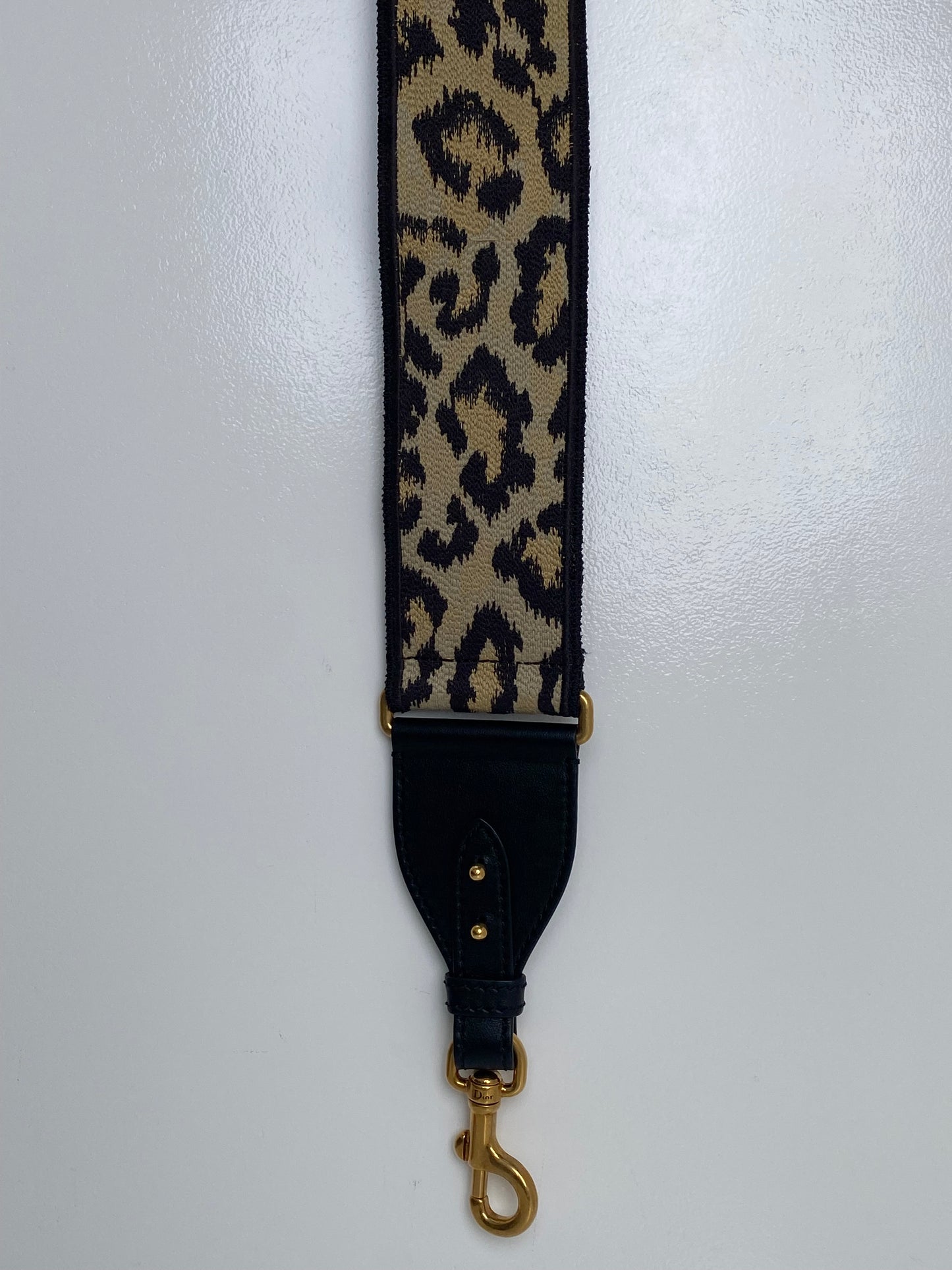 Dior Black & Khaki Cheetah Bag Strap GHW
