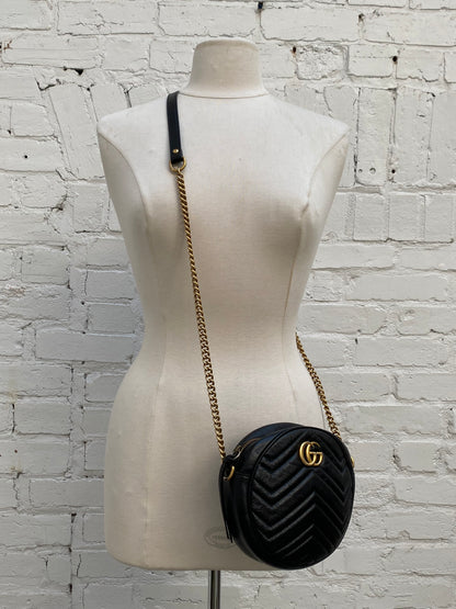 Gucci Black GG Round Marmont GHW