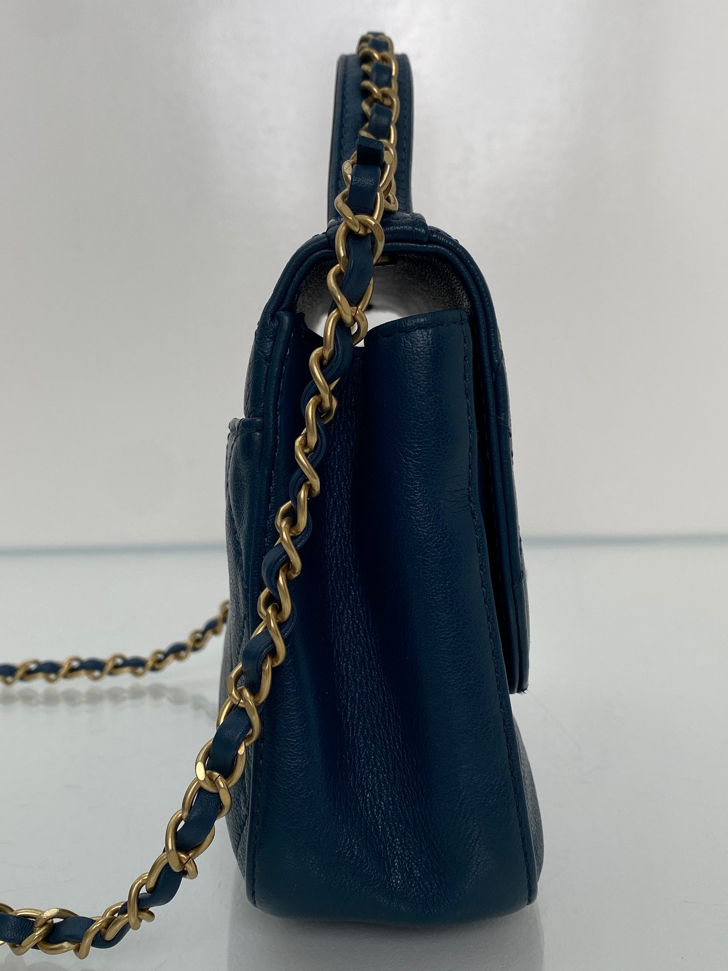 Chanel Teal Quilted Lamsbkin Infinity Top Handle Bag GHW #28