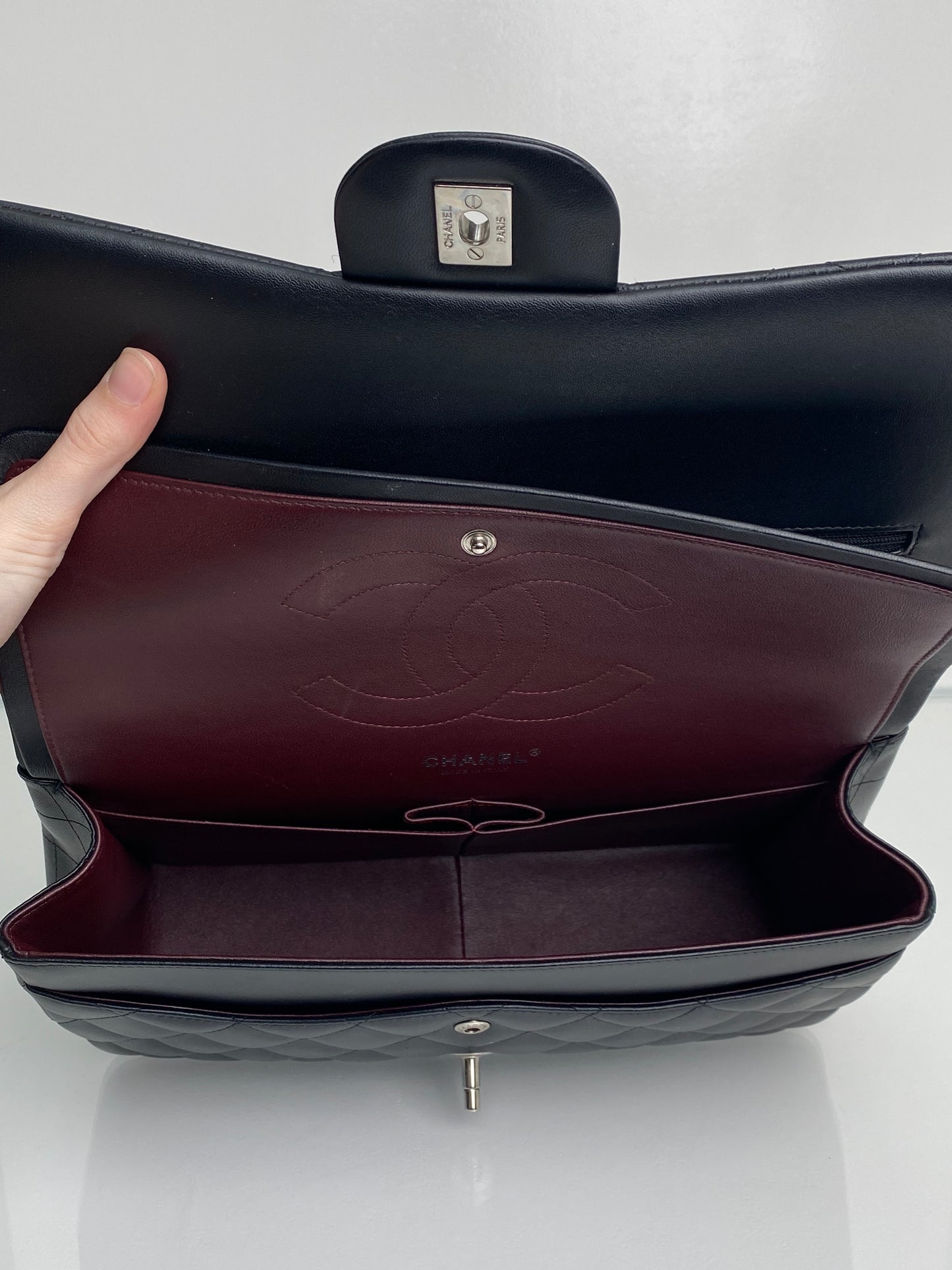 Chanel Black Jumbo Lambskin Bag SHW #18