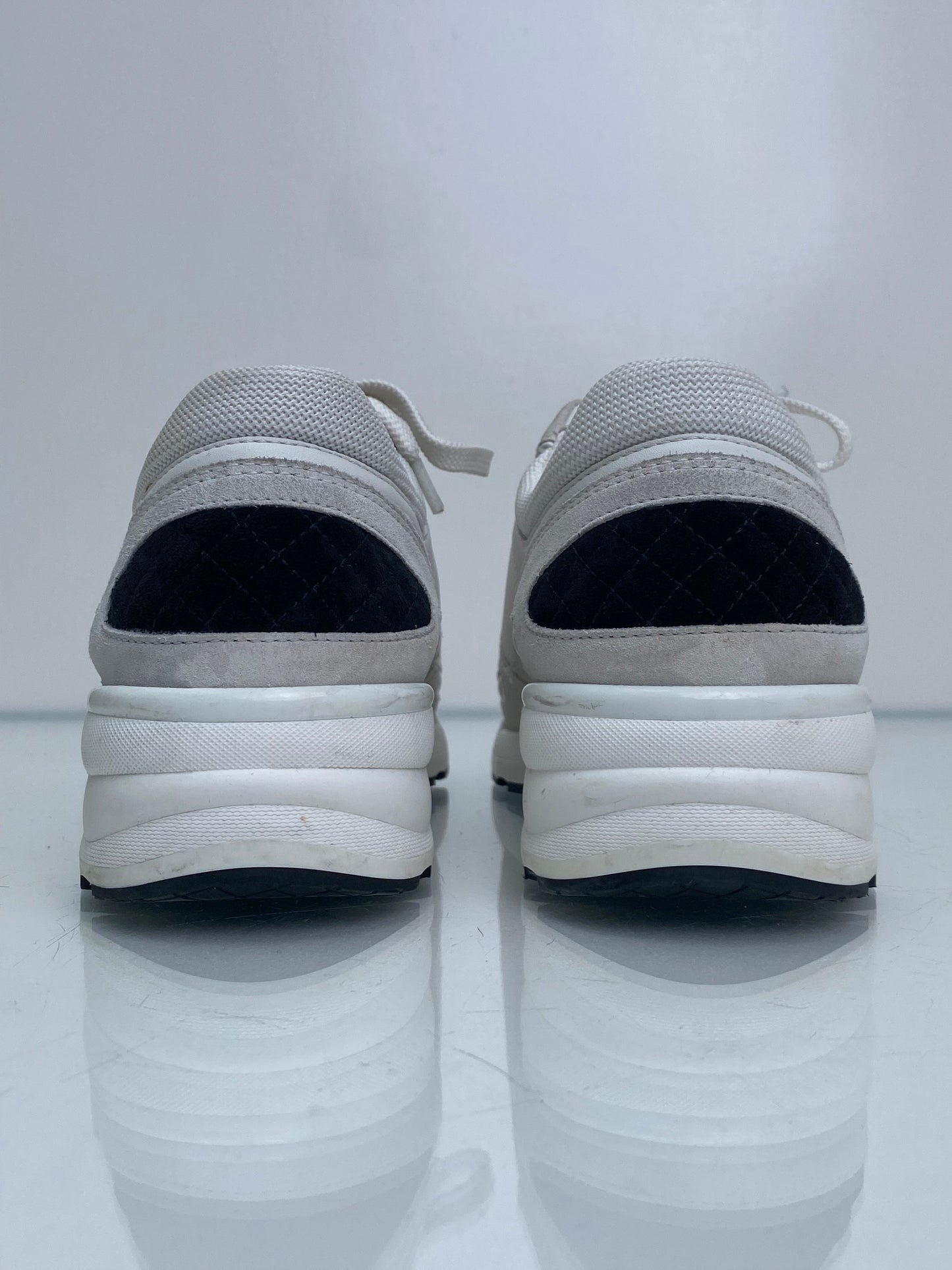 Chanel Cream & Black Suede Heeled Sneakers, 41