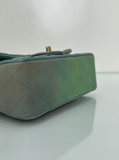 Chanel Green, Purple, & Blue Gradient Mini Rectangle Top Handle Bag GHW 22S