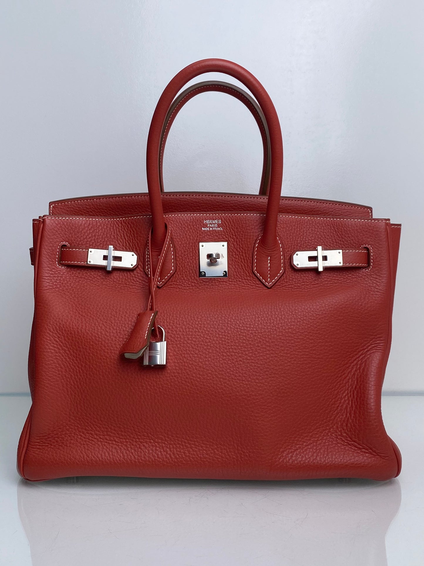 Hermes Birkin 35 Eclat Sanguine / White Clemence Clemence PHW #O