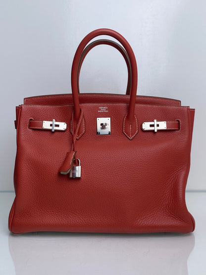 Hermes Birkin 35 Eclat Sanguine / White Clemence Clemence PHW #O