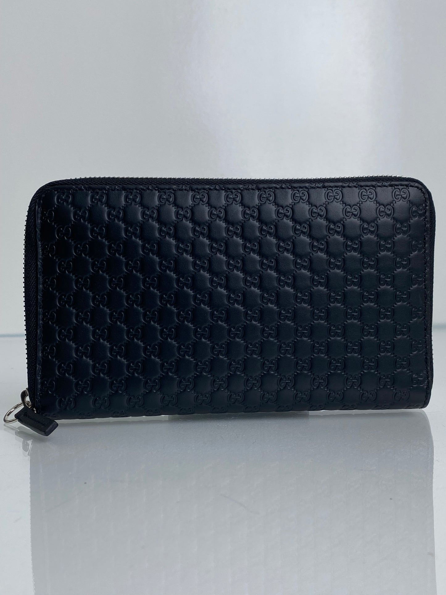 Gucci Black Microguccisma Zip Wallet SHW