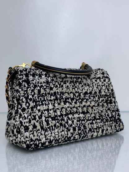 Chanel Cream & Black Crochet Coco Handle Bag GHW #25