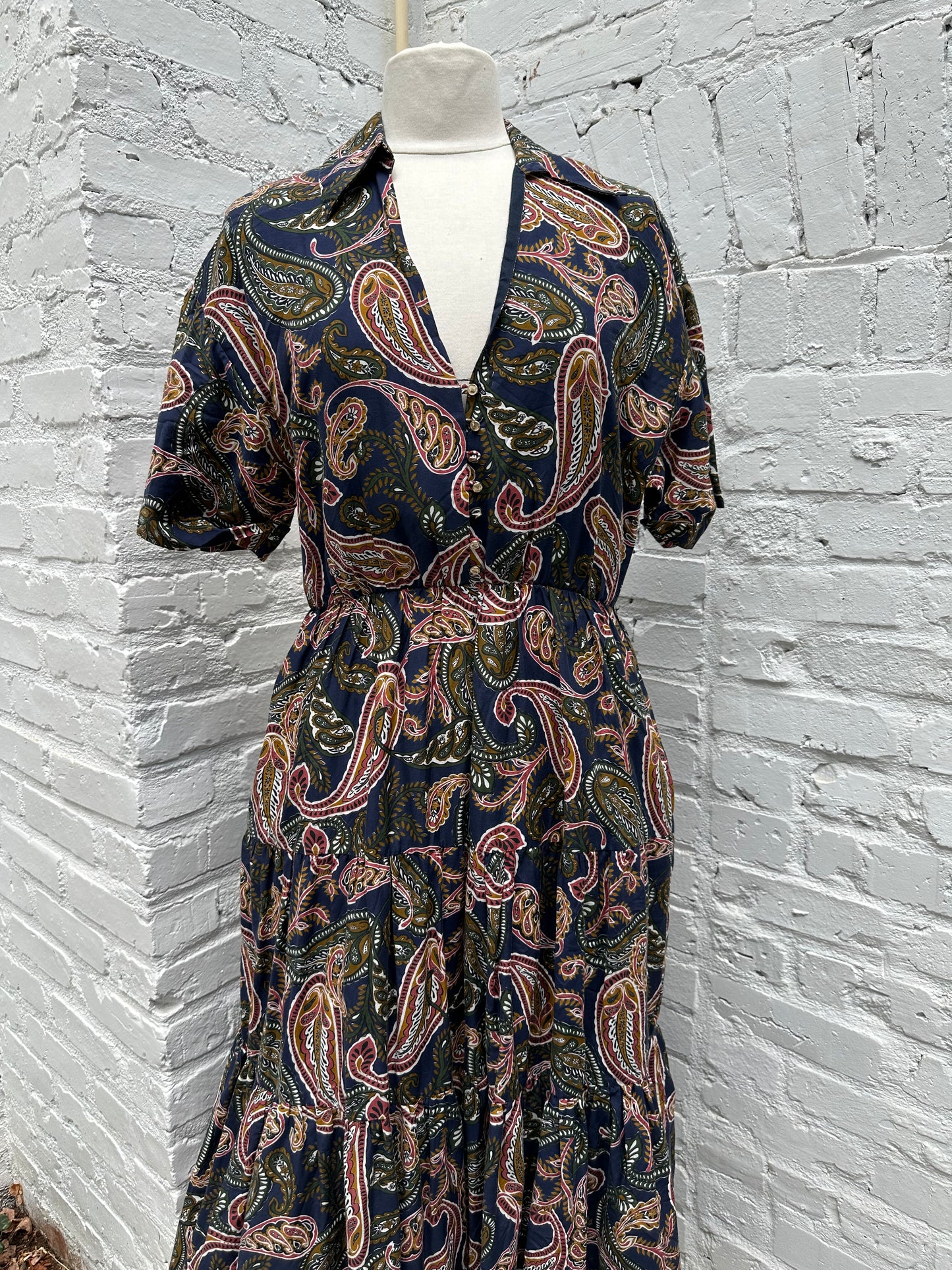 Nicholas Navy, & Brown & Green Paisley Dress, 10