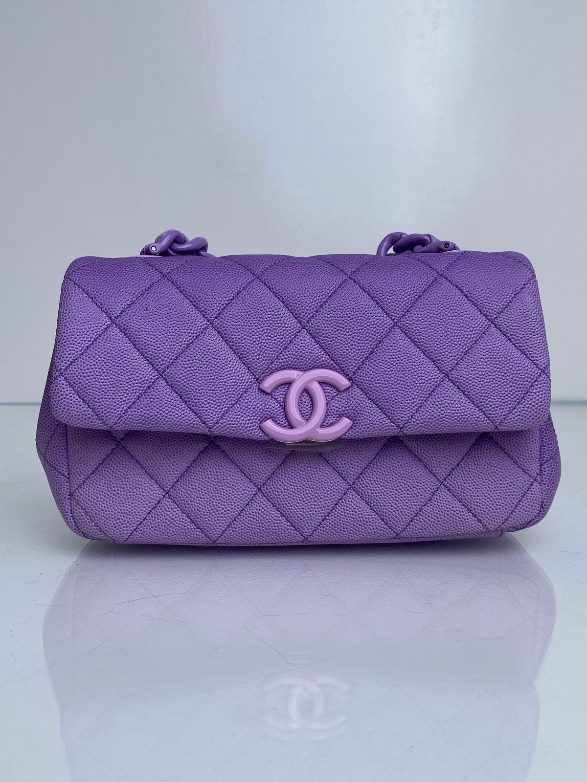 Chanel Mini Purple Ombre Flap Acrylic Chain Bag SHW