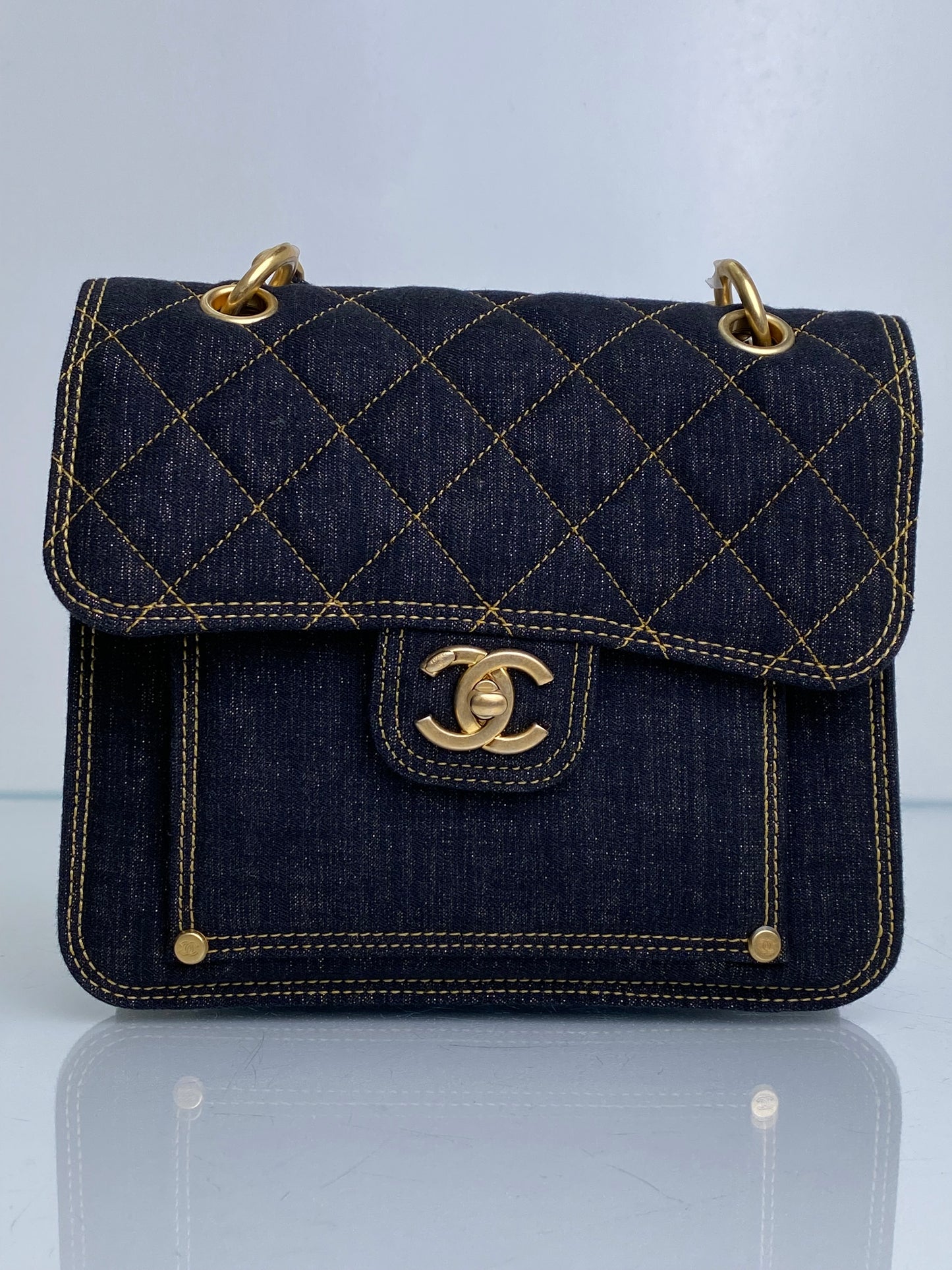 Chanel Denim Double You Mini Flap Bag GHW