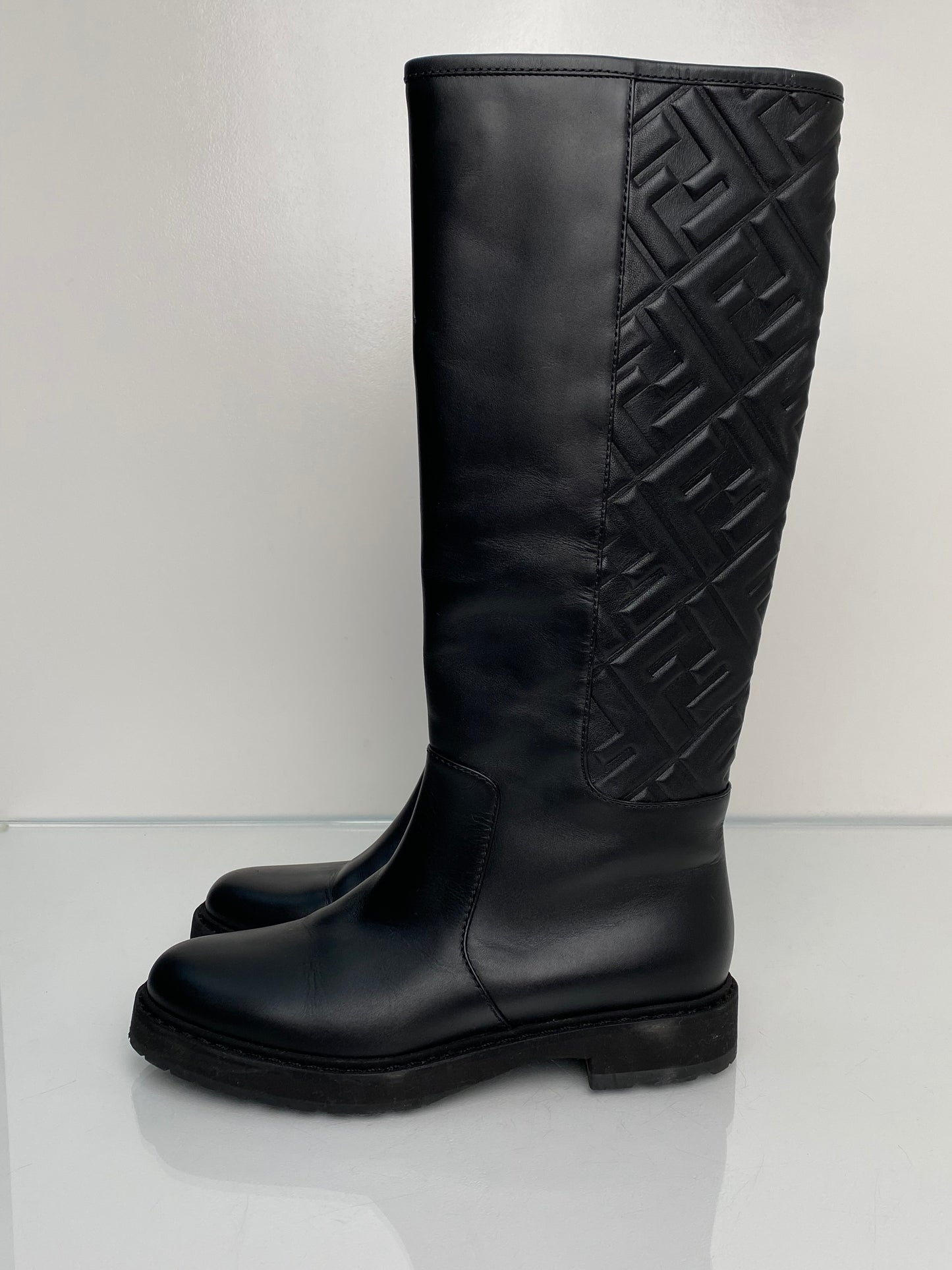Fendi Black FF Logo Boots, 37.5