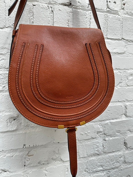 Chloe Brown Leather Marcie Medium Crossbody Bag
