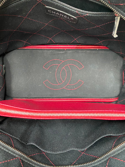 Chanel Burgundy & Black Quilted Tote Bag SHW