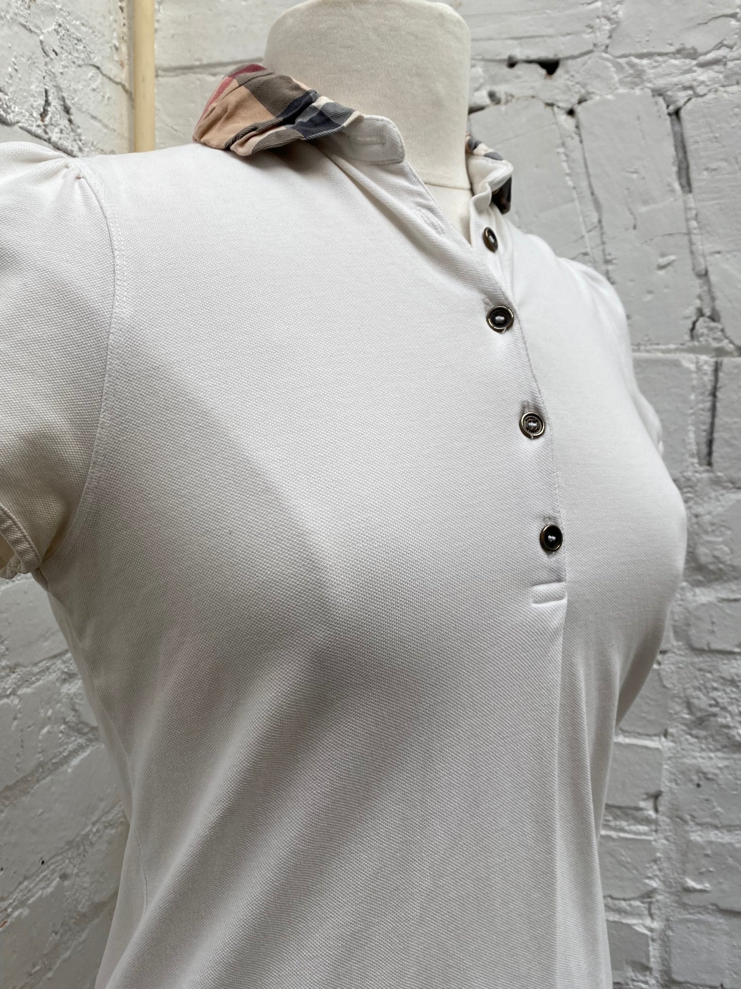 Burberry White Collard Shirt, L