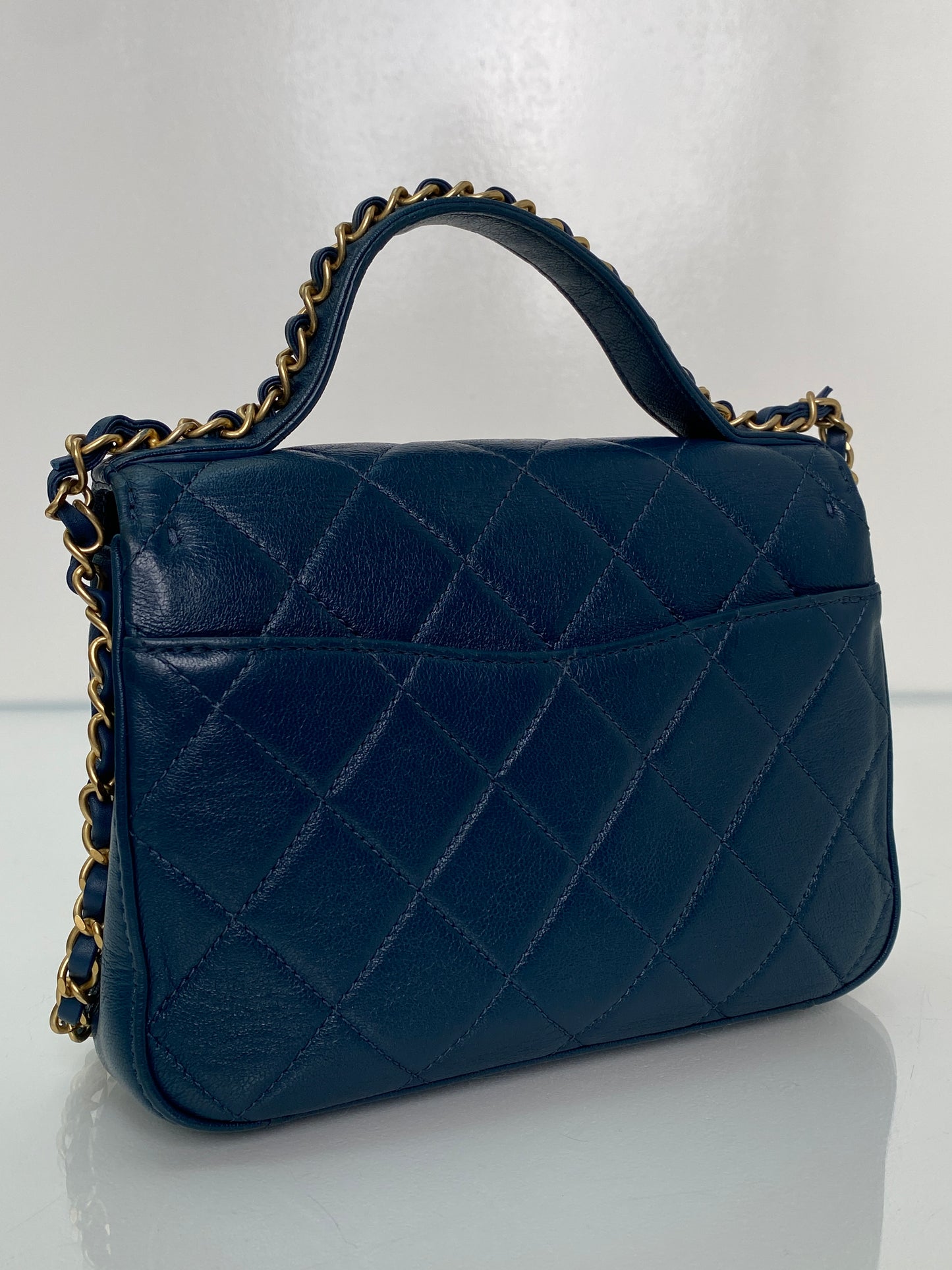 Chanel Teal Quilted Lamsbkin Infinity Top Handle Bag GHW #28